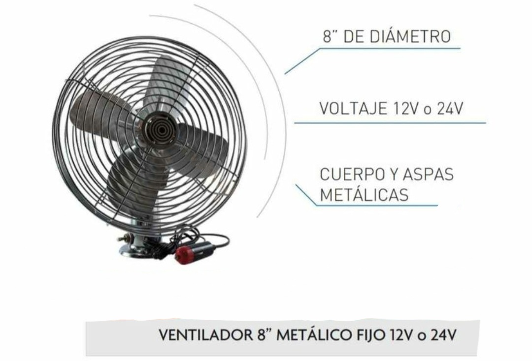 Ventilador 8 pulgadas 12 o 24v
